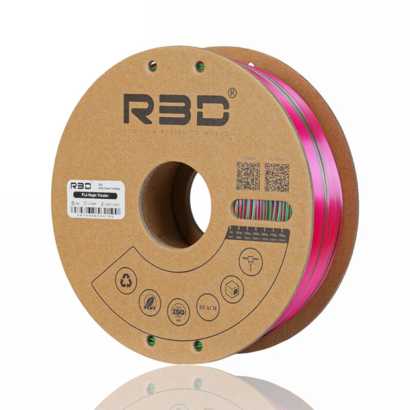 R3D PLA evolt portugal espana filamento impressao 3d gold green fuchsia