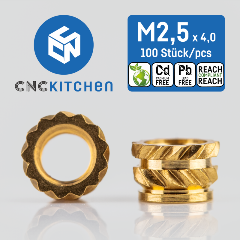 Threaded inserts m2.5 portugal espana impressao 3d evolt 1