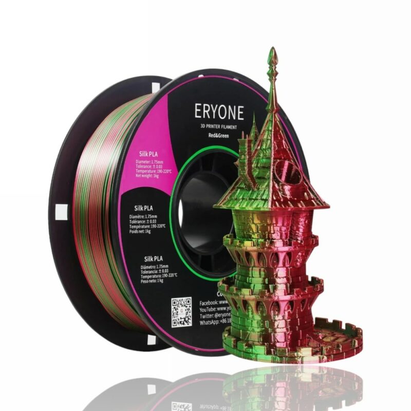 pla silk dual color eryone red green evolt portugal espana filamento impressao 3d