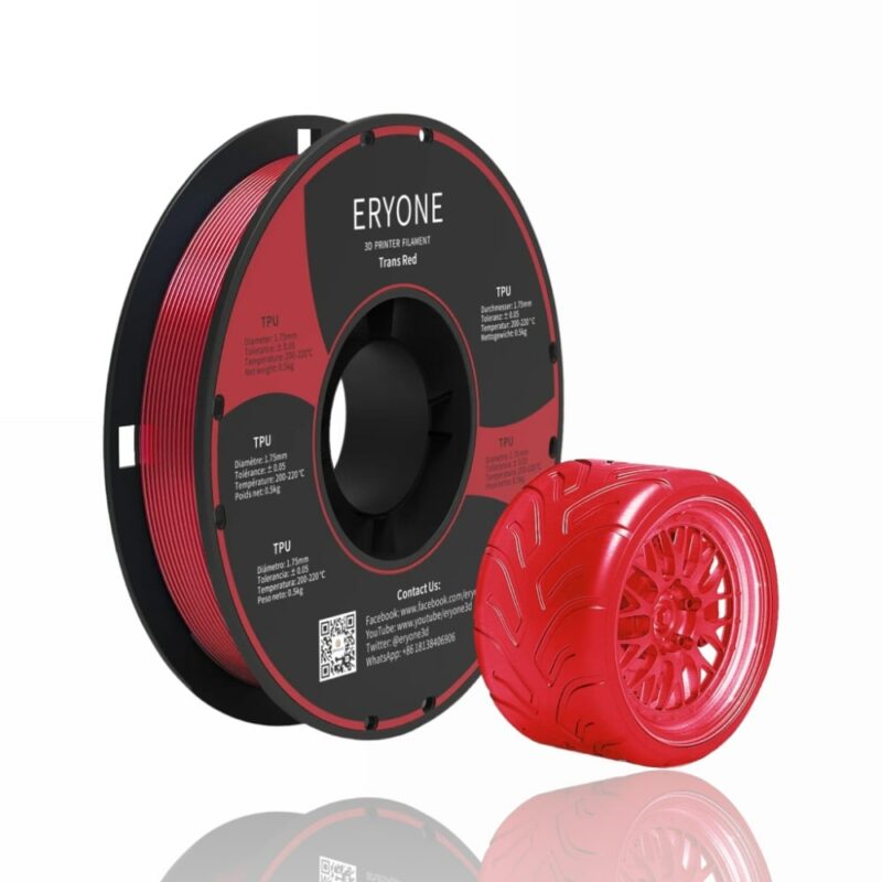 tpu eryone transparent red evolt portugal espana filamento impressao 3d